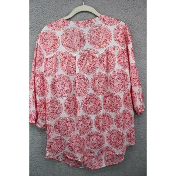 Calypso St Barth 3/4 Sleeve 100% Silk Tunic-Size Large-Crochet - Picture 8 of 10